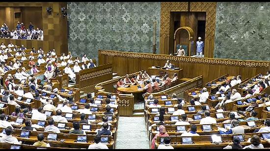 Members during the presentation of Union Budget in Lok Sabha on Tuesday. (PTI)