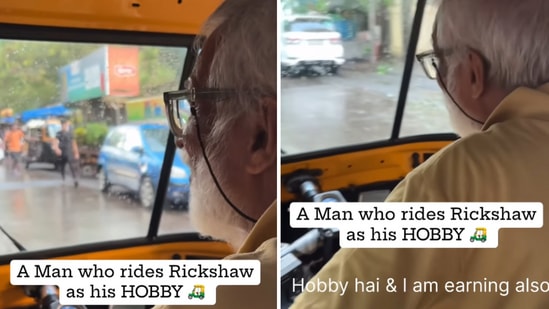 The image shows a Mumbai real estate agent who drives an auto rickshaw as his hobby. He says he owns two flats in the city. (Instagram/@rjalokita) The image shows a Mumbai real estate agent who drives an auto rickshaw as his hobby. He says he owns two flats in the city. (Instagram/@rjalokita)