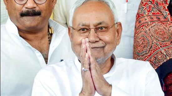 Nitish Kumar expressed his happiness after the state announced major financial outlay in the budget. (ANI photo)