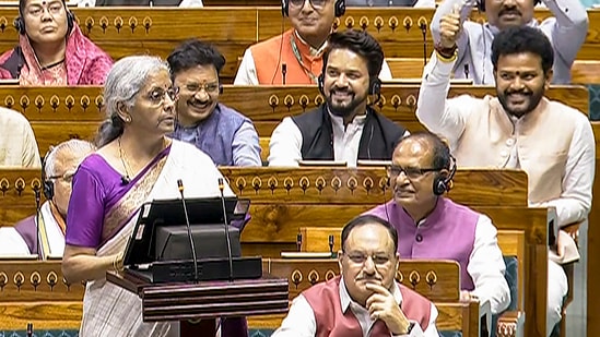 Union Finance Minister Nirmala Sitharaman presented the Union Budget 2024-25 in the Lok Sabha, introducing 3 employment incentives for first timers, job creation and employer benefits as well (PTI Photo)(PTI07_23_2024_000104A)(PTI)