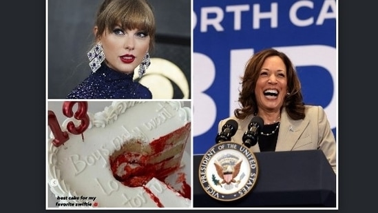 Swifties for Harris? Despite reports that the Biden and Harris campaign contacted Swift early this year, the singer has been silent about her stance on the November election. (AP/Instagram)