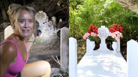 This Tiktok influencer cleaned the grave and later decorated it with fresh flowers. (Instagram/@InternetH0F)