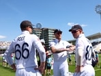England's Joe Root, Ollie Pope and Ben Stokes during 2nd Test vs West Indies