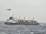 The Indian Navy on Wednesday rescued an injured Chinese mariner by performing his successful medical evacuation from a bulk carrier off Mumbai. The Indian Navy on Wednesday rescued an injured Chinese mariner by performing his successful medical evacuation from a bulk carrier off Mumbai.