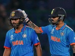 Rohit Sharma (L) and Virat Kohli during the 2023 World Cup.(PTI) Rohit Sharma (L) and Virat Kohli during the 2023 World Cup.(PTI)