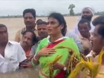 The video also showed YS Sharmila inspecting damaged crops in the area.(ANI)