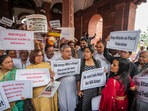 Opposition MPs led by Congress protest inside Parliament premises alleging discrimination in Union Budget 2024 during the Monsoon session, in New Delhi, Wednesday, July 24, 2024. Opposition MPs led by Congress protest inside Parliament premises alleging discrimination in Union Budget 2024 during the Monsoon session, in New Delhi, Wednesday, July 24, 2024.