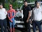 Delhi Police arrested Spider-Man and the driver of the vehicle over dangerous driving. (X/ANI) Delhi Police arrested Spider-Man and the driver of the vehicle over dangerous driving. (X/ANI)