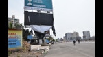 In a drive, PMRDA has demolished 31 hoardings so far, said officials. (HT PHOTO) In a drive, PMRDA has demolished 31 hoardings so far, said officials. (HT PHOTO)