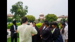New Delhi: Lawyers speak to the media outside the Supreme Court after the hearing regarding the alleged irregularities in the conduct of the exam, in New Delhi, Monday, July 22, 2024 (PTI Photo) (PTI)