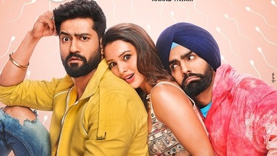 Vicky Kaushal, Triptii Dimri, and Ammy Virk feature in Bad Newz. Vicky Kaushal, Triptii Dimri, and Ammy Virk feature in Bad Newz.