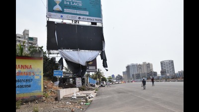 In a drive, PMRDA has demolished 31 hoardings so far, said officials. (HT PHOTO)