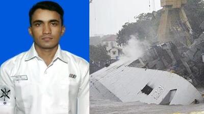 Leading seaman Sitendra SinghSingh (left) was among the multi-role frigate’s crew involved in the repairs of the locally made warship INS Brahmaputra (right) when a fire broke out on board. Leading seaman Sitendra SinghSingh (left) was among the multi-role frigate’s crew involved in the repairs of the locally made warship INS Brahmaputra (right) when a fire broke out on board.