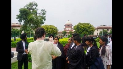 New Delhi: Lawyers speak to the media outside the Supreme Court after the hearing regarding the alleged irregularities in the conduct of the exam, in New Delhi, Monday, July 22, 2024 (PTI Photo) (PTI) New Delhi: Lawyers speak to the media outside the Supreme Court after the hearing regarding the alleged irregularities in the conduct of the exam, in New Delhi, Monday, July 22, 2024 (PTI Photo) (PTI)