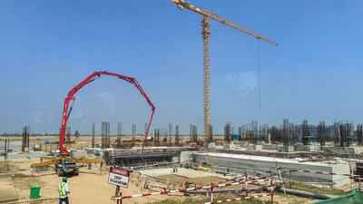 Ongoing construction work at the Noida airport site in Jewar, along the Yamuna Expressway. (PTI) Ongoing construction work at the Noida airport site in Jewar, along the Yamuna Expressway. (PTI)