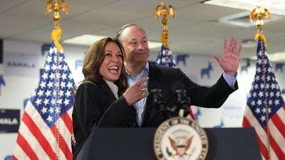 Doug Emhoff, while speaking to reporters on Tuesday, hit back at Donald Trump for insulting Kamala Harris. (AFP) Doug Emhoff, while speaking to reporters on Tuesday, hit back at Donald Trump for insulting Kamala Harris. (AFP)
