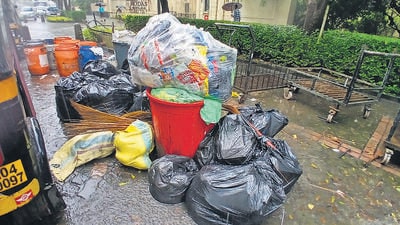 Thane, India - July 24, 2024: On behalf of Thane Municipal Corporation as the Garbage in Hiranandani Estate area is not being picked up,garbage is seen in the Area , in Thane,in Mumbai, India, on, Wednesday, July 24, 2024. ( Praful Gangurde /HT Photo ) Thane, India - July 24, 2024: On behalf of Thane Municipal Corporation as the Garbage in Hiranandani Estate area is not being picked up,garbage is seen in the Area , in Thane,in Mumbai, India, on, Wednesday, July 24, 2024. ( Praful Gangurde /HT Photo )