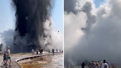 Terrifying video captures hydrothermal explosion at Yellowstone National Park (vladamarch_realestate/Instagram) Terrifying video captures hydrothermal explosion at Yellowstone National Park (vladamarch_realestate/Instagram)