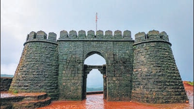 Vishalgad Fort entrance in Maharashtra. After violence near Vishalgad Fort, four-member committee formed by state government’s ministry of minority affairs and Waqf will visit dargah at Vishalgad and mosque at Gajapur. (Shutterstock)