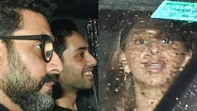Abhishek Bachchan, Agastya Nanda and Suhana Khan were seen in Mumbai. Abhishek Bachchan, Agastya Nanda and Suhana Khan were seen in Mumbai.