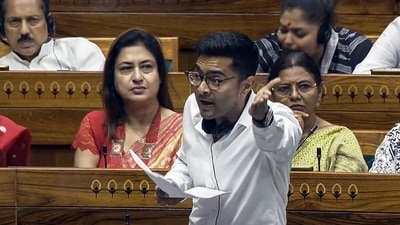 Trinamool Congress (TMC) MP Abhishek Banerjee speaks in the Lok Sabha during the Monsoon Session of the Parliament, in New Delhi on Wednesday. (ANI Photo/SansadTV) Trinamool Congress (TMC) MP Abhishek Banerjee speaks in the Lok Sabha during the Monsoon Session of the Parliament, in New Delhi on Wednesday. (ANI Photo/SansadTV)