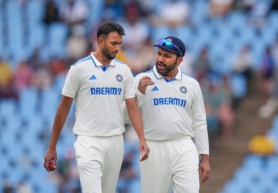 India's captain Rohit Sharma with bowler Prasidh Krishna (PTI)