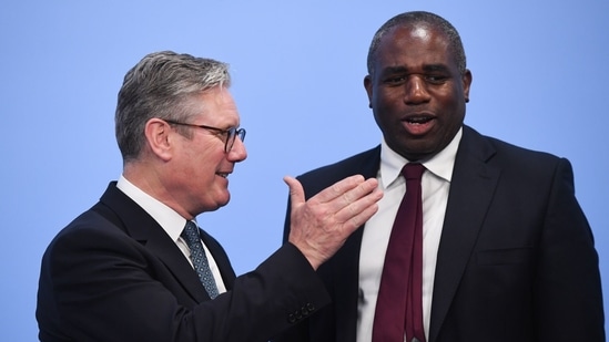 David Lammy, UK foreign secretary, right, and Keir Starmer, UK prime minister at Blenheim Palace near Oxford, UK, on Thursday, July 18, 2024.(Bloomberg)