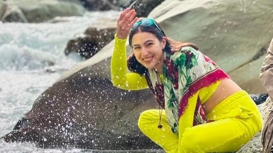 Sara Ali Khan was all smiles as she splashed water and sat on a mountain slope during her holidays.