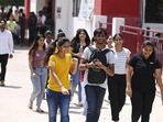 Candidates coming out of Bhonwal Institute of Engineering in Lucknow after writing CUET-UG 2023 on Sunday. (Deepak Gupta/HT photo) Candidates coming out of Bhonwal Institute of Engineering in Lucknow after writing CUET-UG 2023 on Sunday. (Deepak Gupta/HT photo)