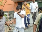 Economic Offences Unit officials leave with the accused arrested in the NEET paper leak case, in Patna, on Sunday. (PTI) Economic Offences Unit officials leave with the accused arrested in the NEET paper leak case, in Patna, on Sunday. (PTI)