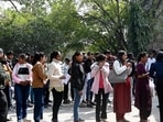Aspirants queue for UP Police Constable Exam 2024 in Noida on Sunday (Sunil Ghosh/HT File) Aspirants queue for UP Police Constable Exam 2024 in Noida on Sunday (Sunil Ghosh/HT File)