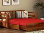 Enhance your space with a stylish sofa cum bed with storage for both comfort and convenience.
