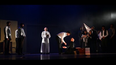 A scene from play Camelia - A Flower of Promise was staged at Sangeet Natak Academy, in Lucknow on Thursday (Mushtaq Ali/HT) A scene from play Camelia - A Flower of Promise was staged at Sangeet Natak Academy, in Lucknow on Thursday (Mushtaq Ali/HT)
