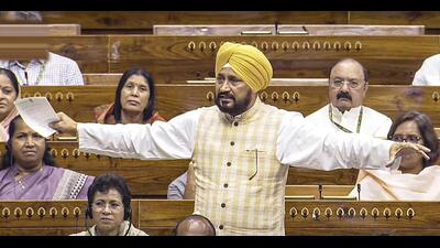 Jalandhar Congress MP Charanjit Singh Channi speaking in the Lok Sabha during the monsoon session of Parliament in New Delhi on Thursday. (ANI Photo) Jalandhar Congress MP Charanjit Singh Channi speaking in the Lok Sabha during the monsoon session of Parliament in New Delhi on Thursday. (ANI Photo)