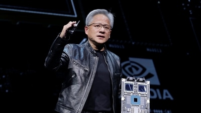President and CEO of Nvidia Corporation Jensen Huang delivers a speech during the Computex 2024 exhibition in Taipei, Taiwan. President and CEO of Nvidia Corporation Jensen Huang delivers a speech during the Computex 2024 exhibition in Taipei, Taiwan.