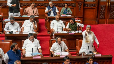 Karnataka Chief Minister Siddaramaiah speaks during the Karnataka Legislative Council session at Vidhana Soudha, in Bengaluru on Thursday. (PTI) Karnataka Chief Minister Siddaramaiah speaks during the Karnataka Legislative Council session at Vidhana Soudha, in Bengaluru on Thursday. (PTI)