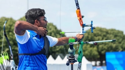 India's archer Dhiraj Bommadevara competes during the ranking round of men's archery event at the Paris 2024 Olympics (PTI) India's archer Dhiraj Bommadevara competes during the ranking round of men's archery event at the Paris 2024 Olympics (PTI)