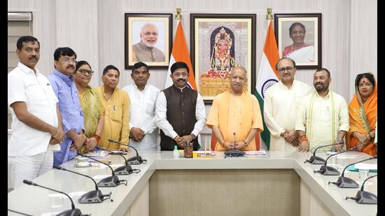 BJP leaders from Prayagraj division with U.P. CM Yogi Adityanath at his residence on July 25. (Sourced) BJP leaders from Prayagraj division with U.P. CM Yogi Adityanath at his residence on July 25. (Sourced)