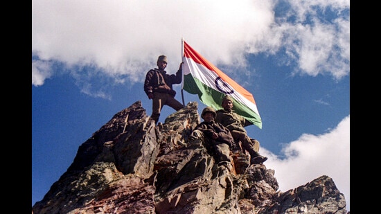 Kargil: In this photo from PTI archives, Indian army soldiers are seen at Tiger Hill in the Drass-Kargil area of Ladakh. (PTI Photo) (PTI)