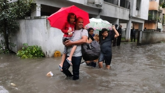 Residents of Sinhgad Road societies had to leave their homes. HT Photo