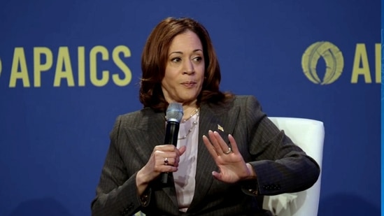 Vice President Kamala Harris condemned the burning of the American flag.(PTI)