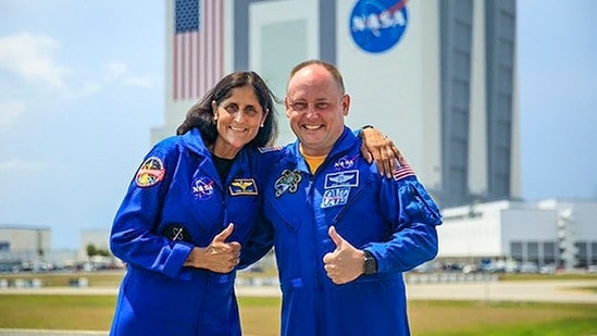 **EDS: IMAGE VIA @ISS_Research POSTED ON JUNE 1, 2024** Cape Canaveral: Astronauts Sunita Williams and Butch Wilmore ahead of an inaugural crewed test flight of Boeing?s Starliner spacecraft to the International Space Station from the Cape Canaveral Space Force Station. (PTI Photo) (PTI06_01_2024_000558B)(PTI)