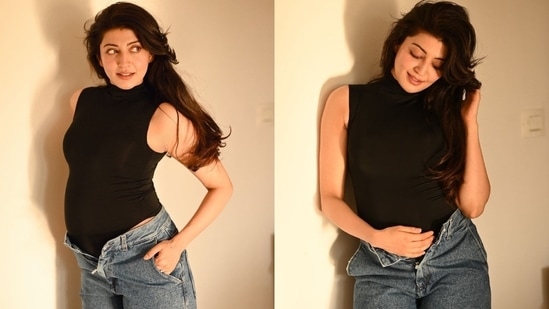 https://www.mobilemasala.com/film-gossip/Pranitha-Subhash-announces-2nd-pregnancy-with-cute-caption-Pants-dont-fit-i284094