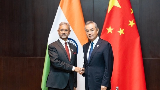 S Jaishankar with his Chinese counterpart Wang Yi. 