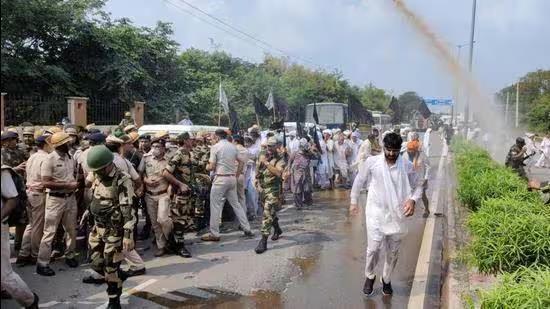 The Haryana government’s proposal for award of gallantry medals to two police officers for showing exceptional courage during farmers’ protest at Khanauri border in Jind was not in consonance with the Union ministry of home affairs guidelines. (HT File)