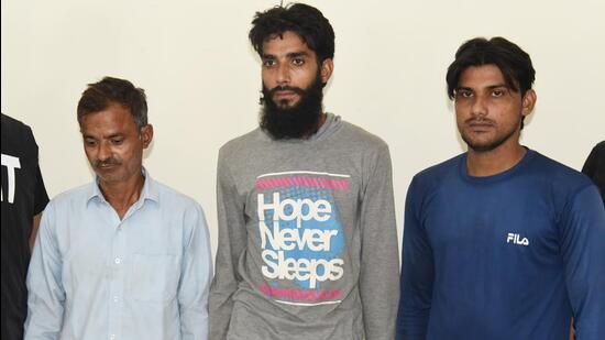 The crime branch on Thursday arrested three people and identified them as the woman’s husband Mohammad Intezar, 49, Mohammad Parvez, 29, and Intezar’s nephew Shadab Khan, 26. (Sakib Ali/HT Photo)