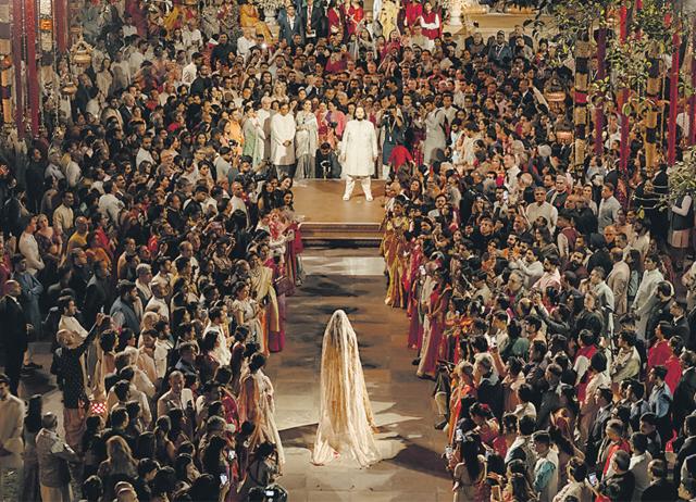 Drones captured filmy shots at Anant Ambani’s and Radhika Merchant’s wedding. (EPIC STORIES) Drones captured filmy shots at Anant Ambani’s and Radhika Merchant’s wedding. (EPIC STORIES)