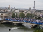 Security patrol the Seine river in Paris, France, ahead of the opening ceremony of the 2024 Summer Olympics, Friday, July 26