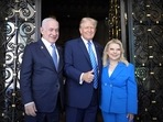 This still image taken from an Israeli Government Press Office video shows Israeli Prime Minister Benjamin Netanyahu (L) and his wife Sara (R) being welcomed by former US President Donald Trump at the Mar-a-Lago Club in Palm Beach, Florida, on July 26, 2024.(AFP) This still image taken from an Israeli Government Press Office video shows Israeli Prime Minister Benjamin Netanyahu (L) and his wife Sara (R) being welcomed by former US President Donald Trump at the Mar-a-Lago Club in Palm Beach, Florida, on July 26, 2024.(AFP)