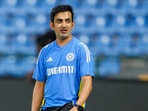 Indian head coach Gautam Gambhir during a practice session at the Pallekele International Cricket Stadium, in Pallekele.(PTI) Indian head coach Gautam Gambhir during a practice session at the Pallekele International Cricket Stadium, in Pallekele.(PTI)